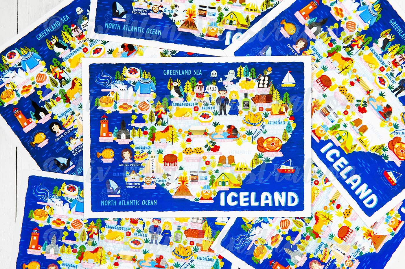 Iceland Map Postcard