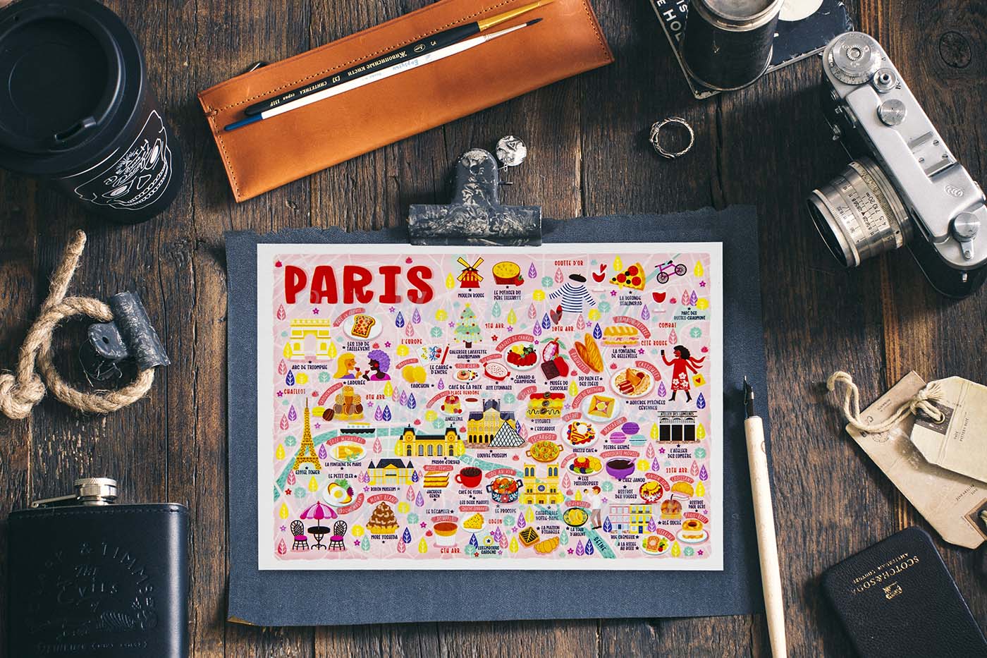 Paris Map Postcard