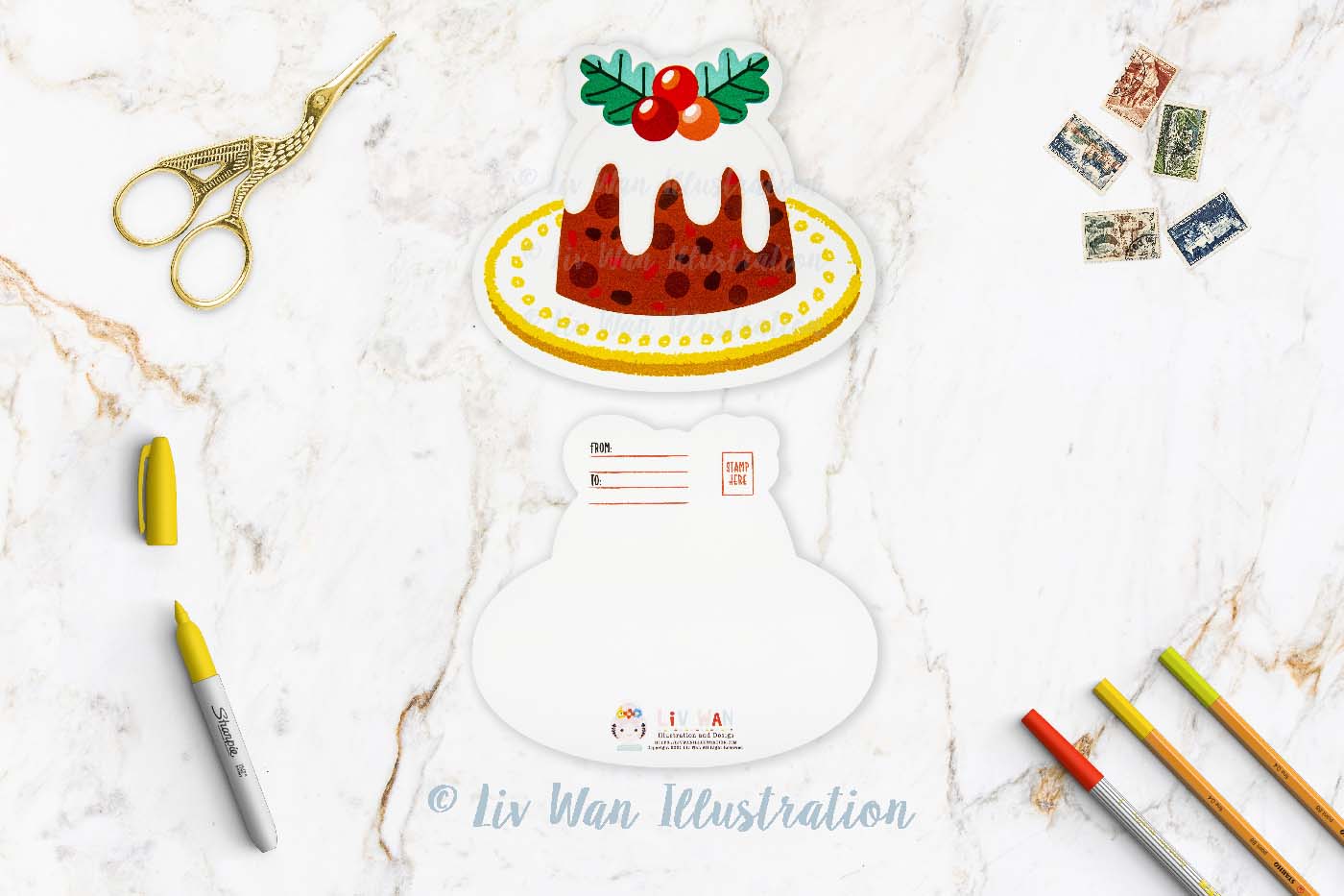 Christmas Pudding Postcard