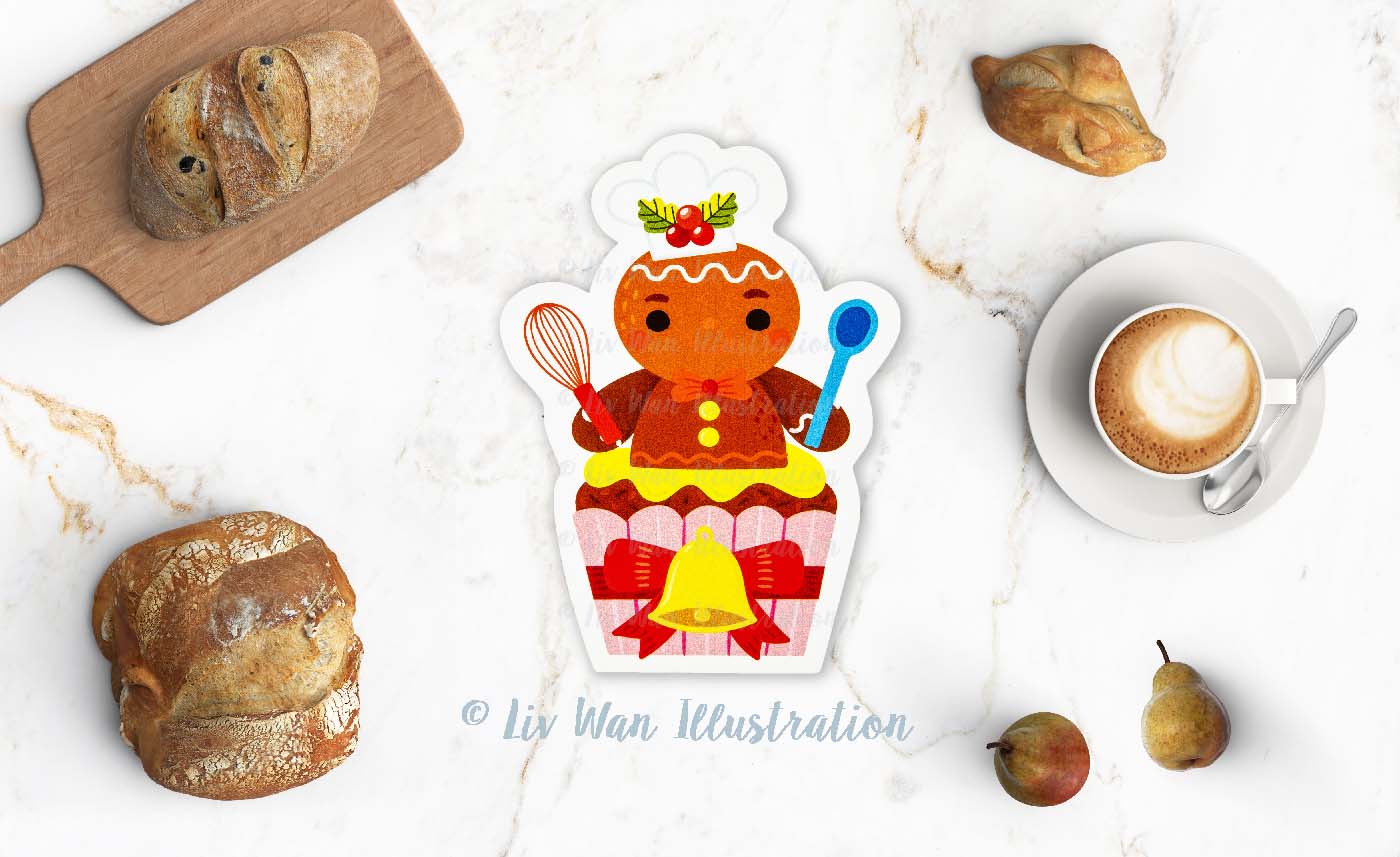 Gingerbread Man Cupcake Postcard