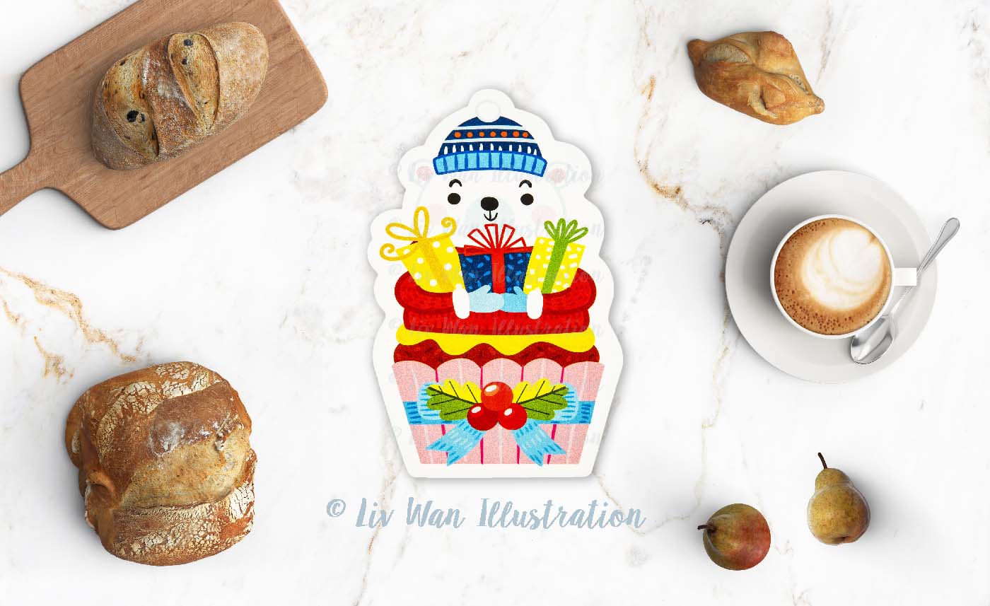 Polar Bear Cupcake Postcard