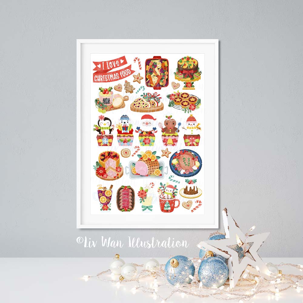 I Love Christmas Food Poster