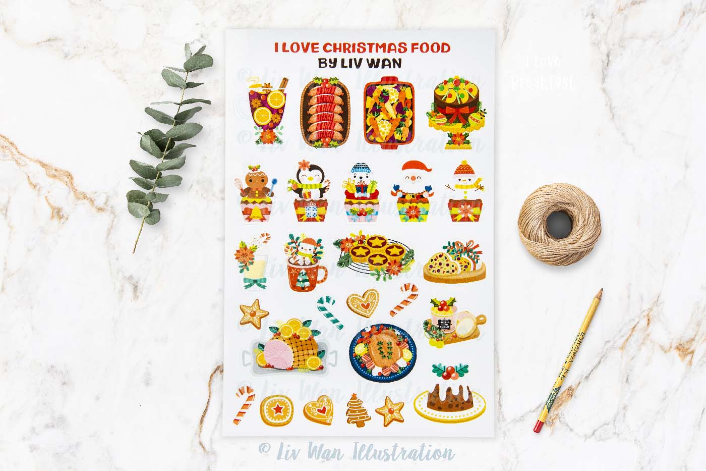 Christmas Food Sticker Sheet