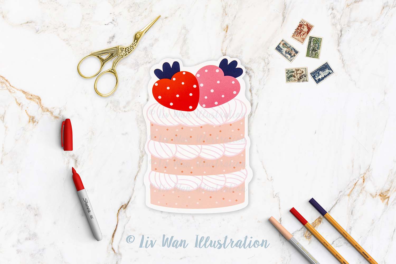Valentines Cake Postcard