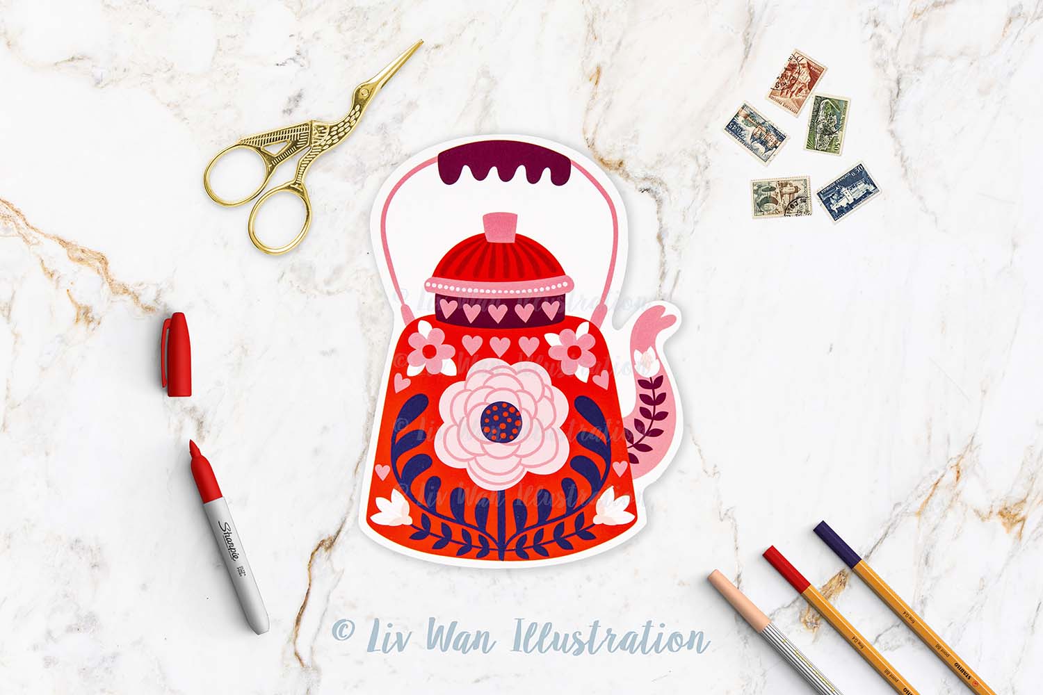 Valentines Pot Postcard | V-4