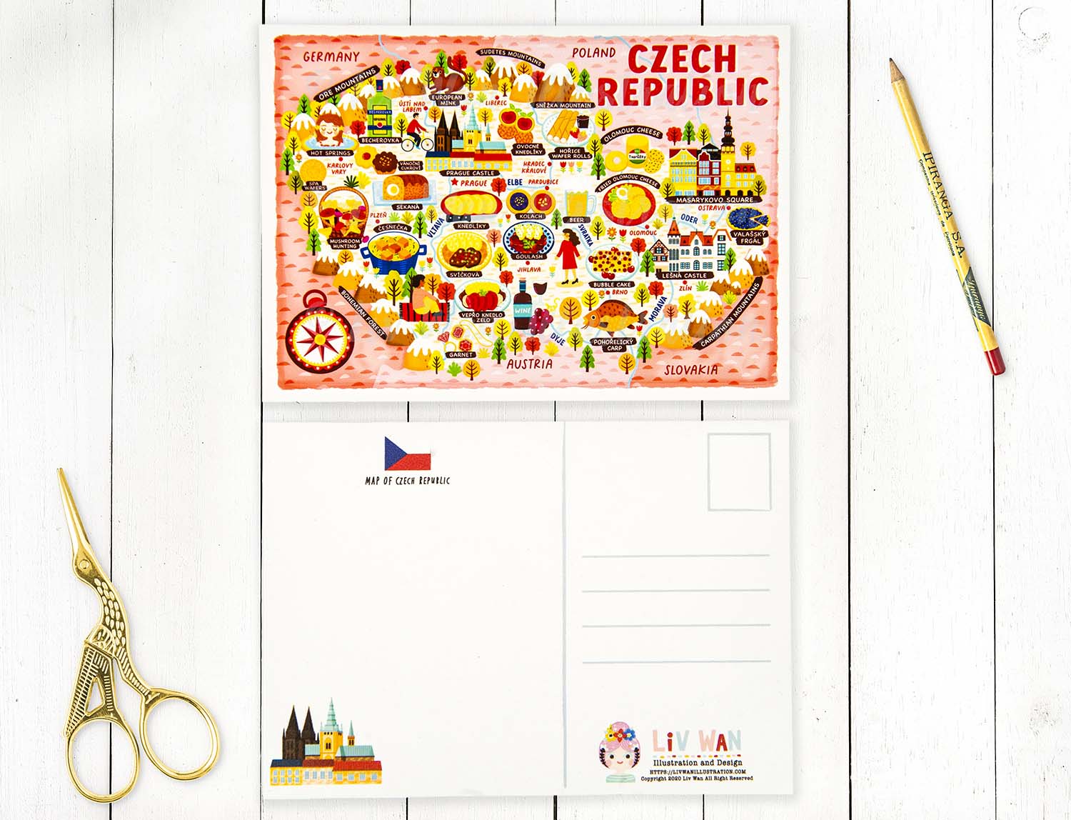 Czech Republic Map Postcard
