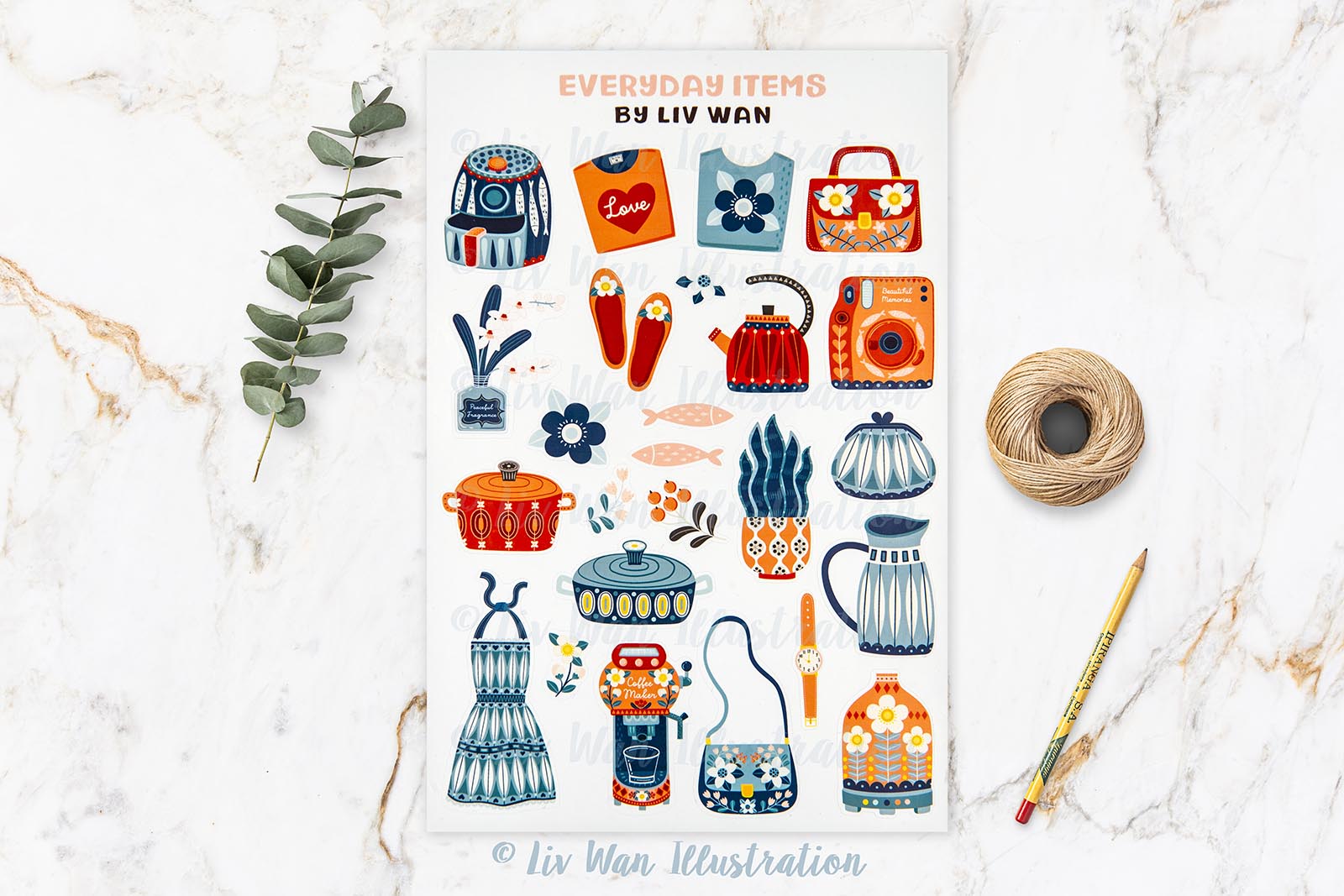 Everyday Items Sticker Sheet