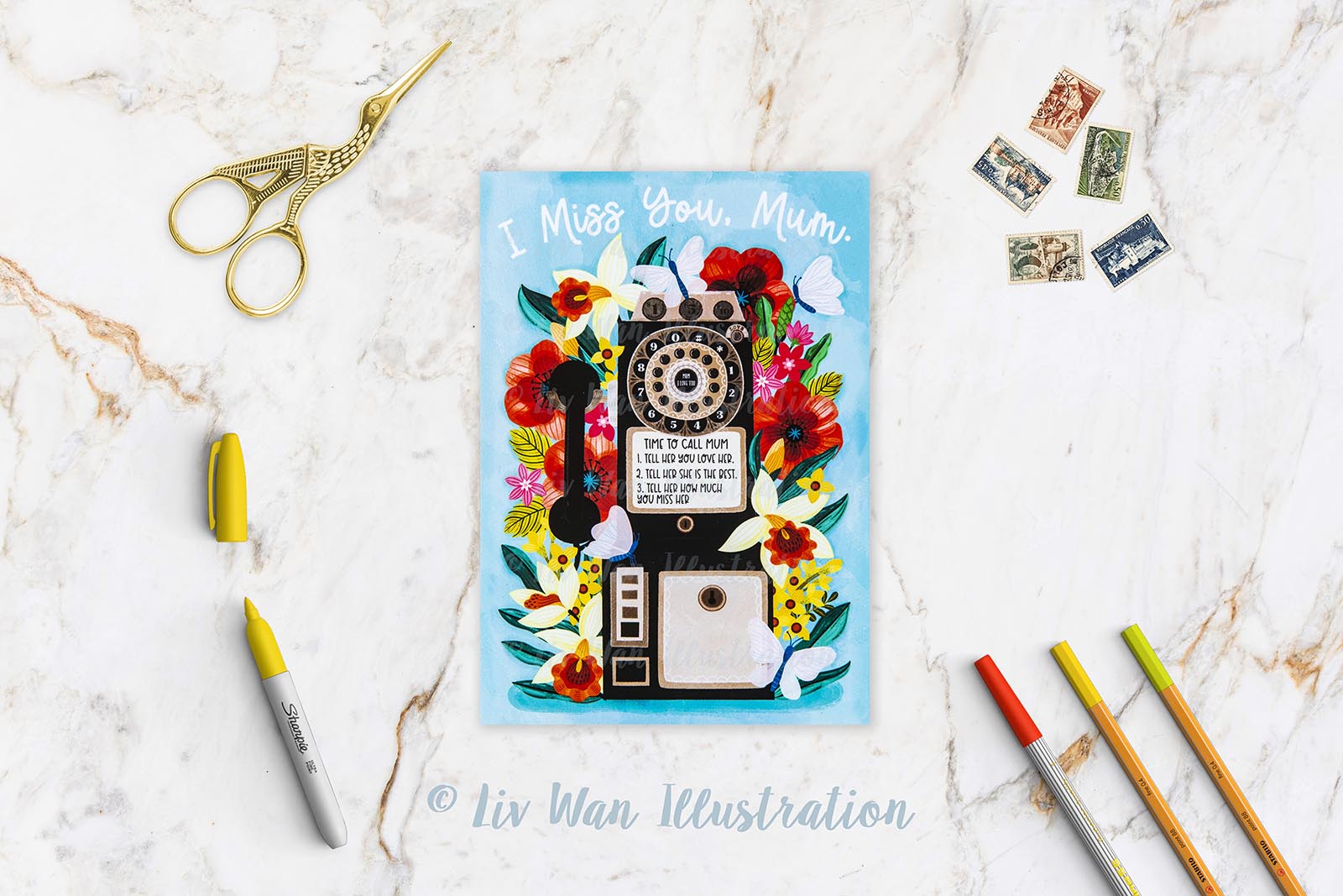 I Miss You Mum Mother's Day Postcard