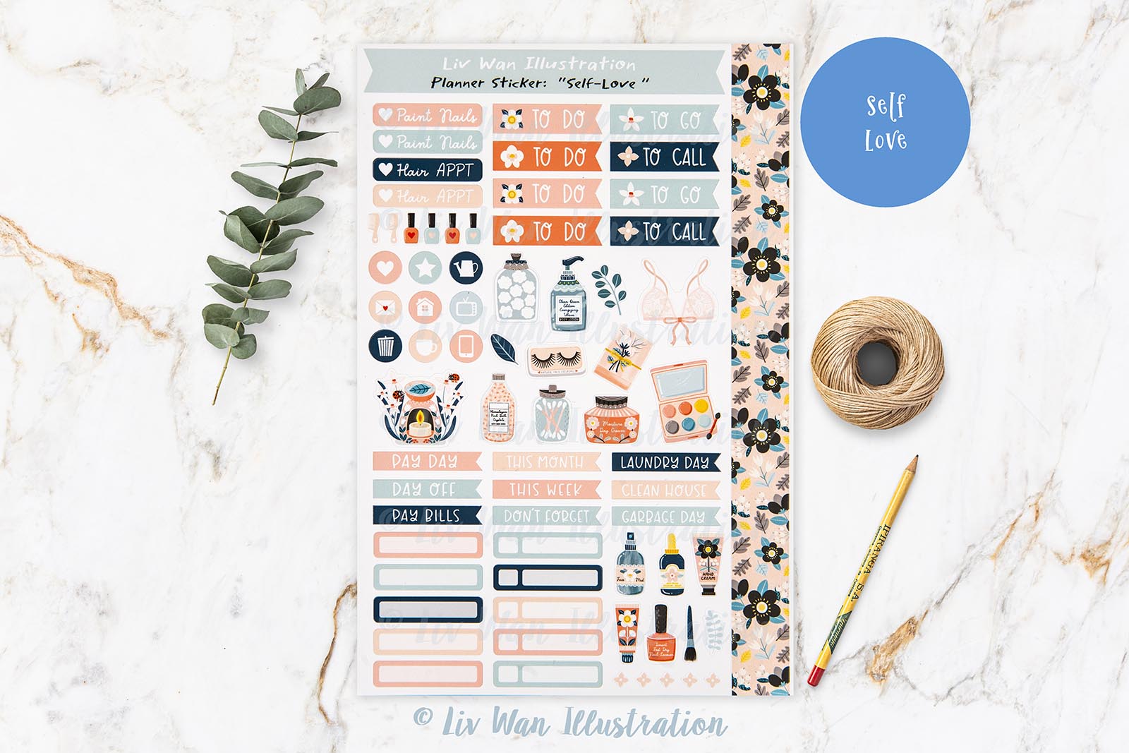 Self Love Planner Sticker Sheet