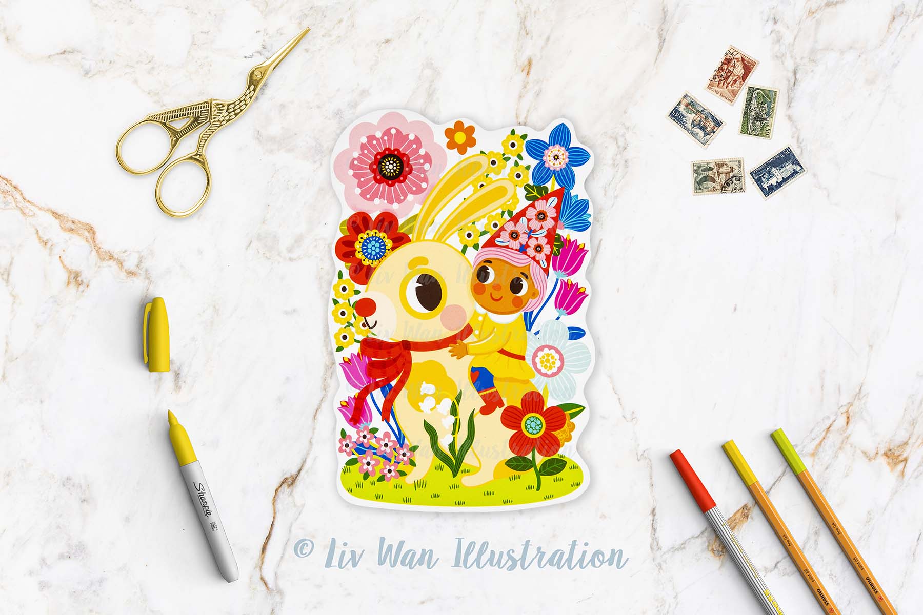 garden gnome postcard