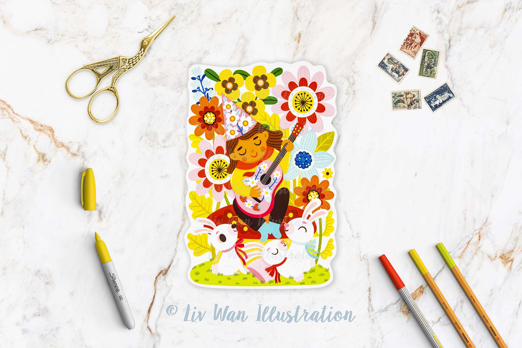 Musical Garden Gnome Postcard
