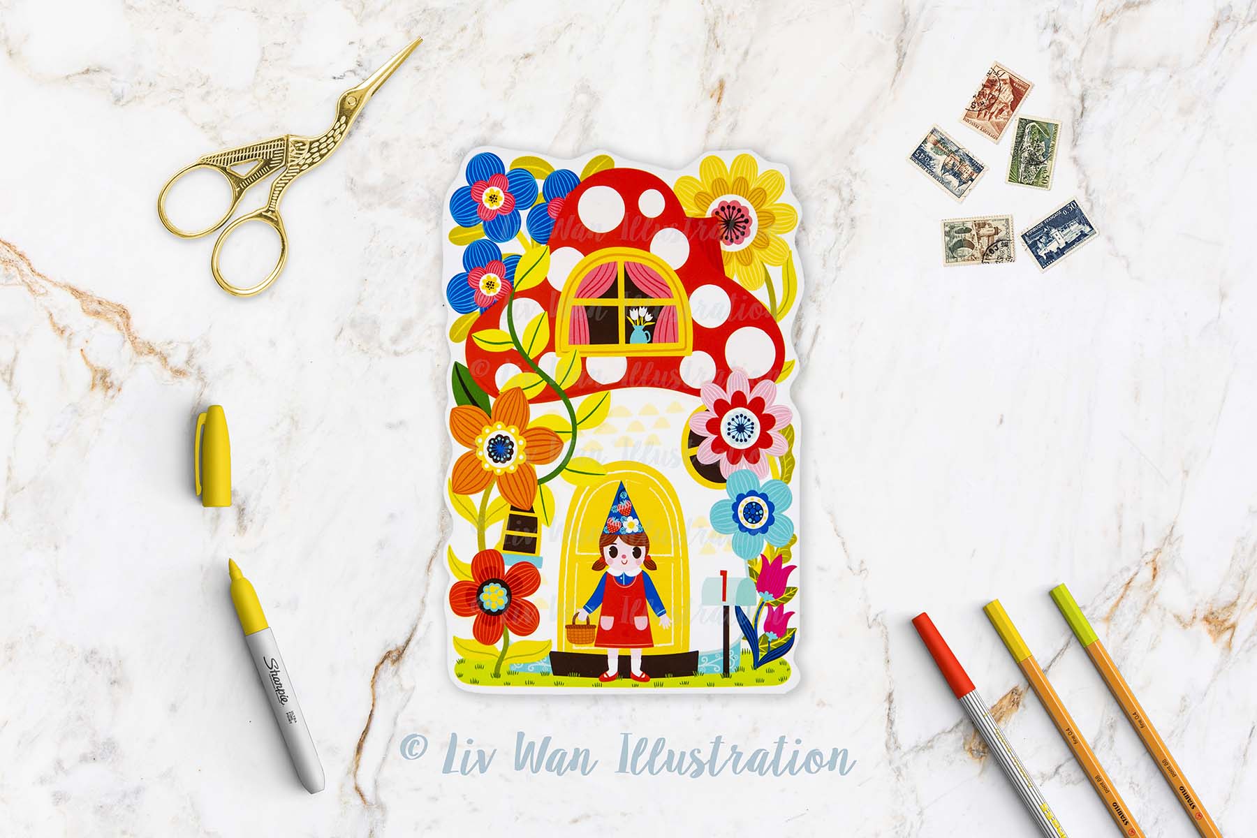 Garden Gnome House Postcard