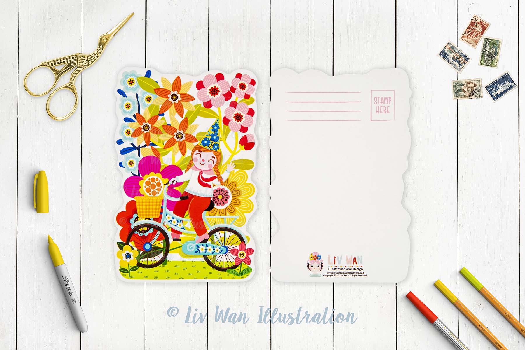 Cycling Garden Gnome Postcard