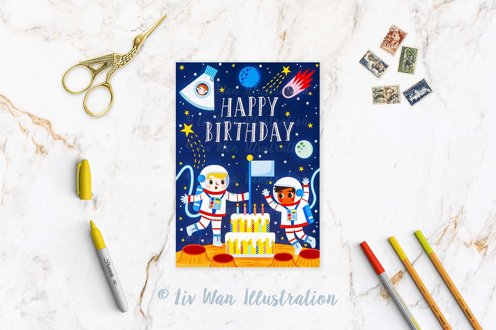 Happy Birthday Moon Postcard