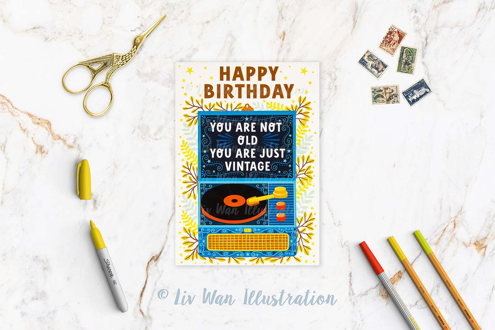 You Are Just Vintage Birthday Postcard