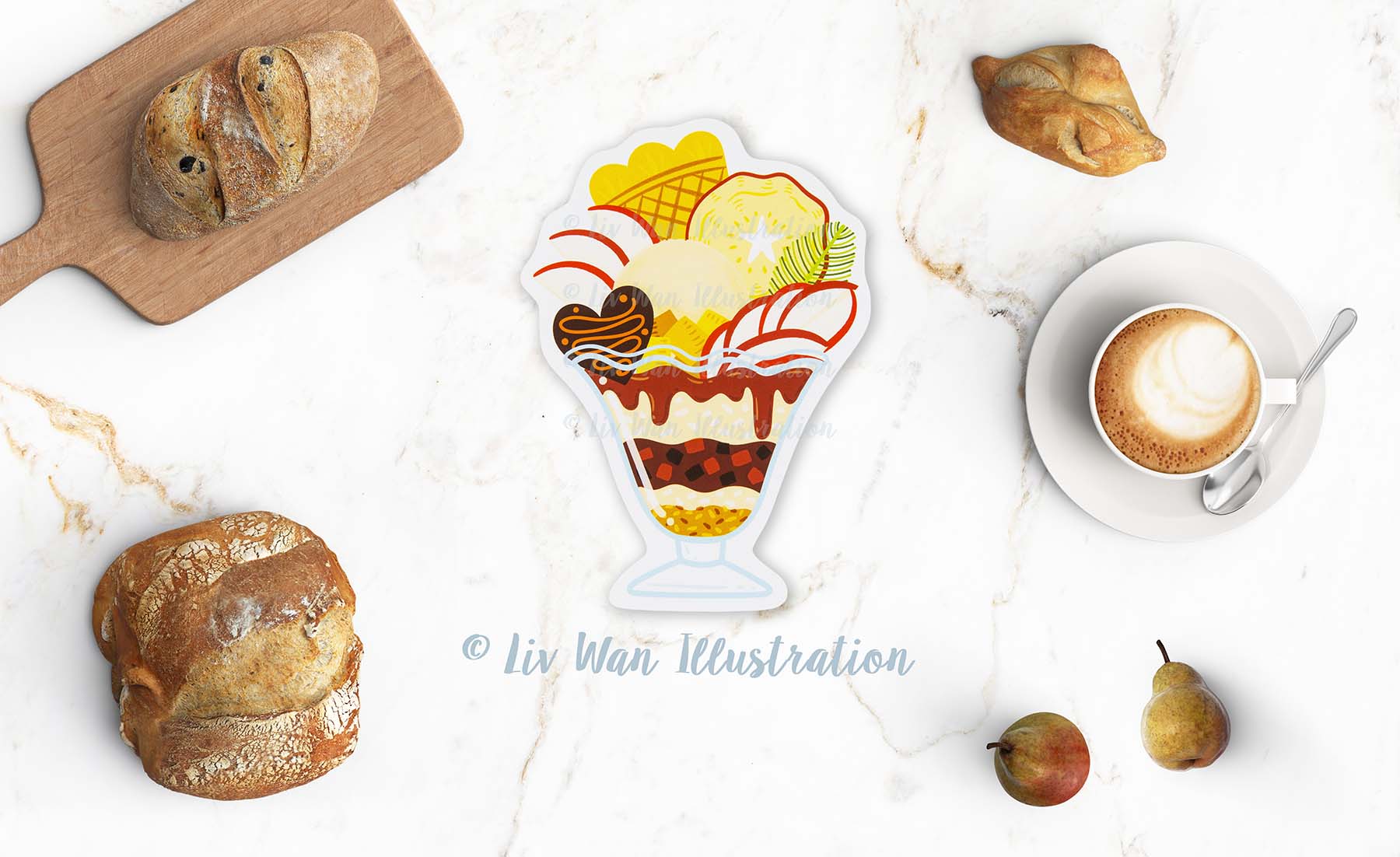 Apple Ice Cream Sundae Postcard