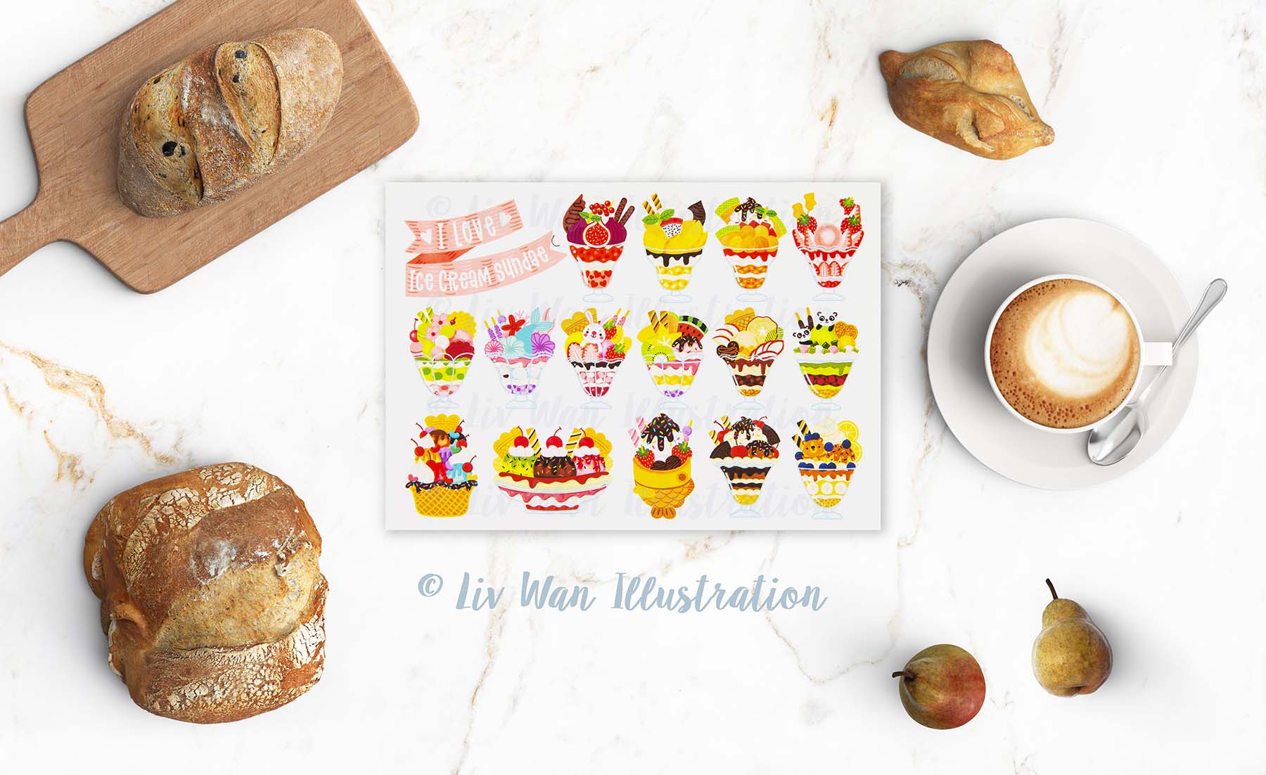 I love Ice Cream Sundae Postcard