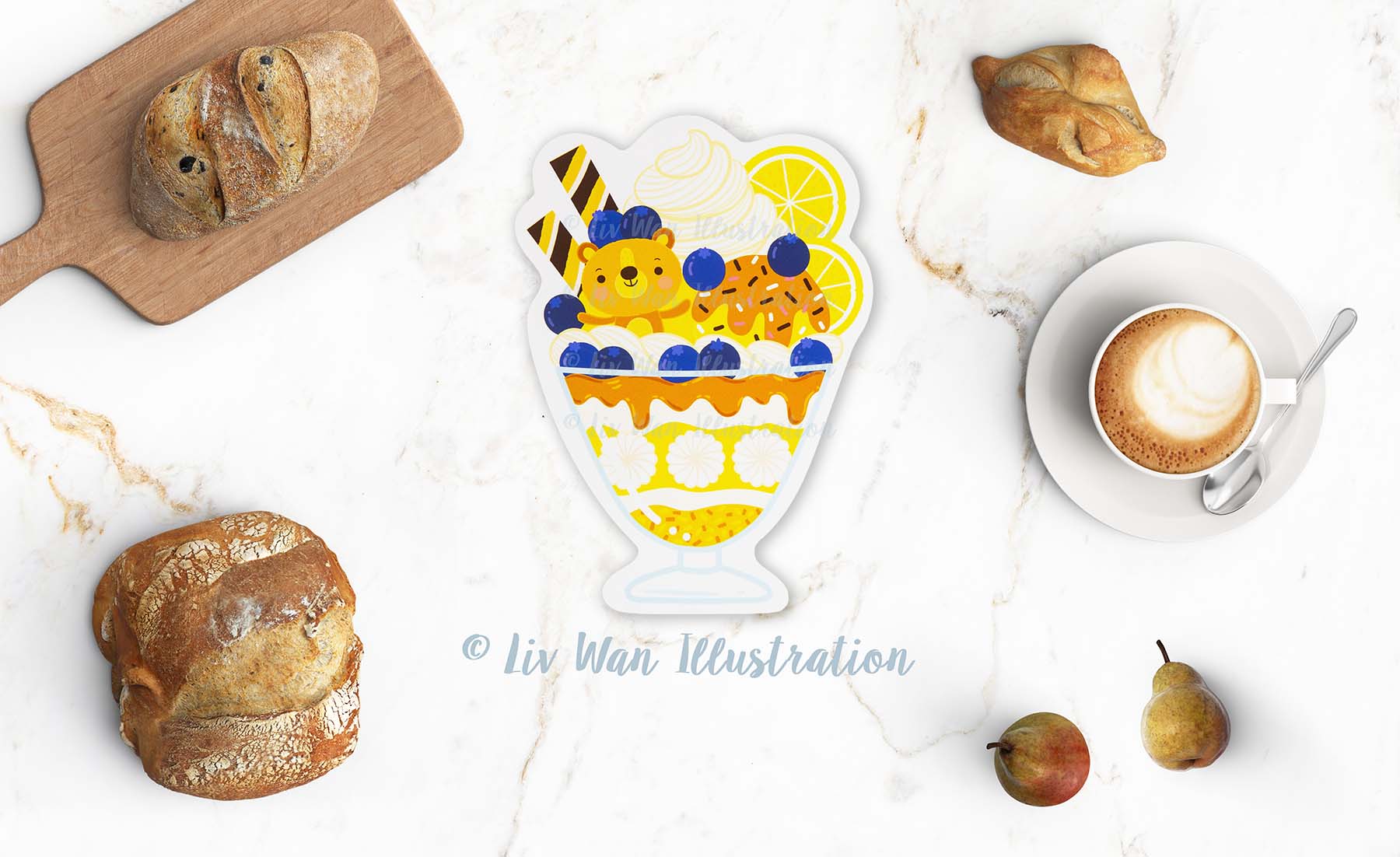 Lemon Ice Cream Sundae Postcard