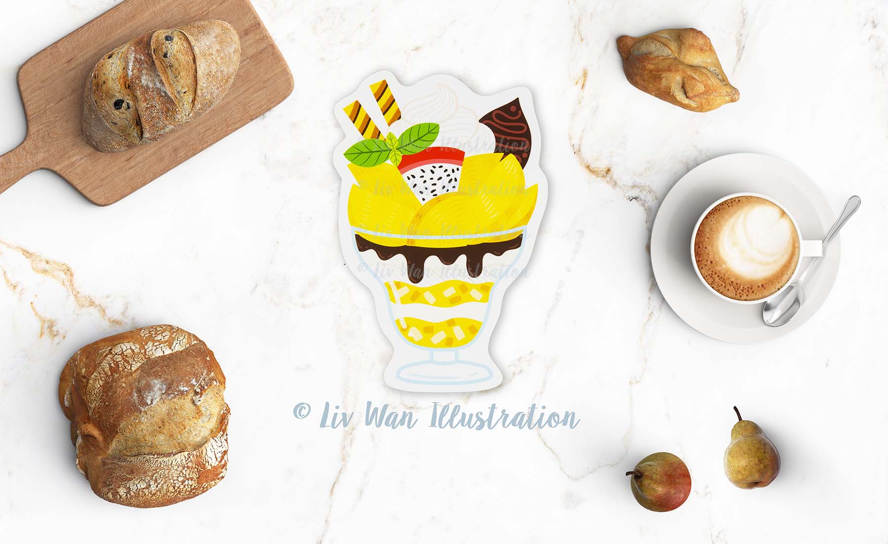 Mango Ice Cream Sundae Postcard