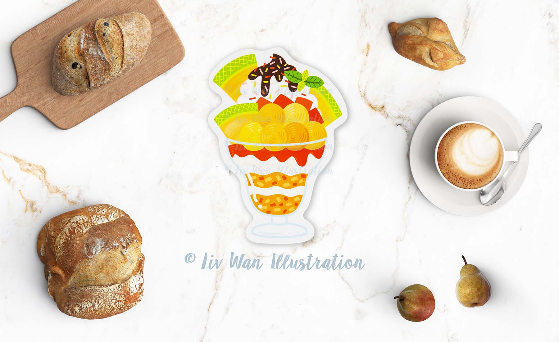 Melon Ice Cream Sundae Postcard