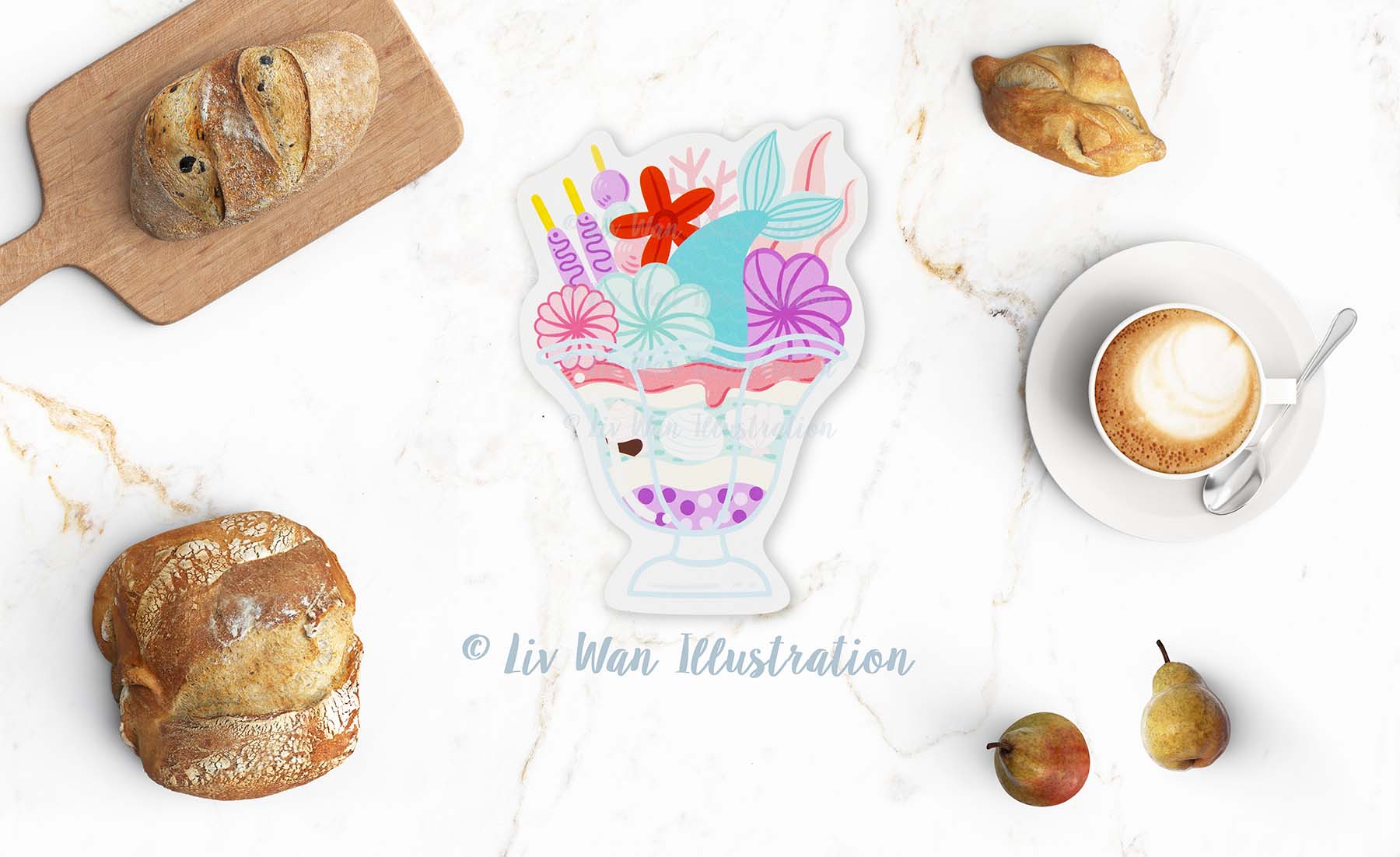 Mermaid Ice Cream Sundae Postcard