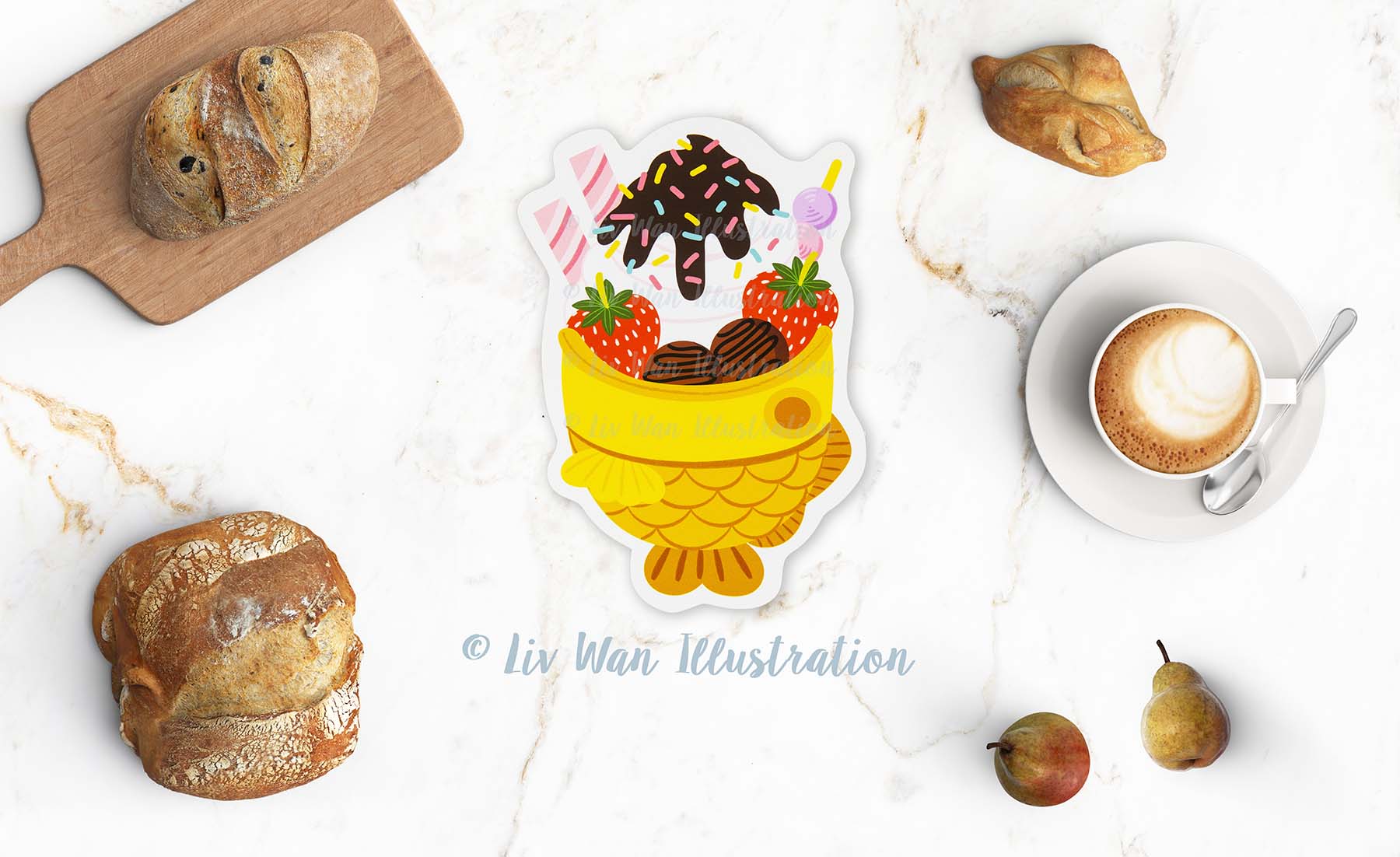 Taiyaki Ice Cream Sundae Postcard