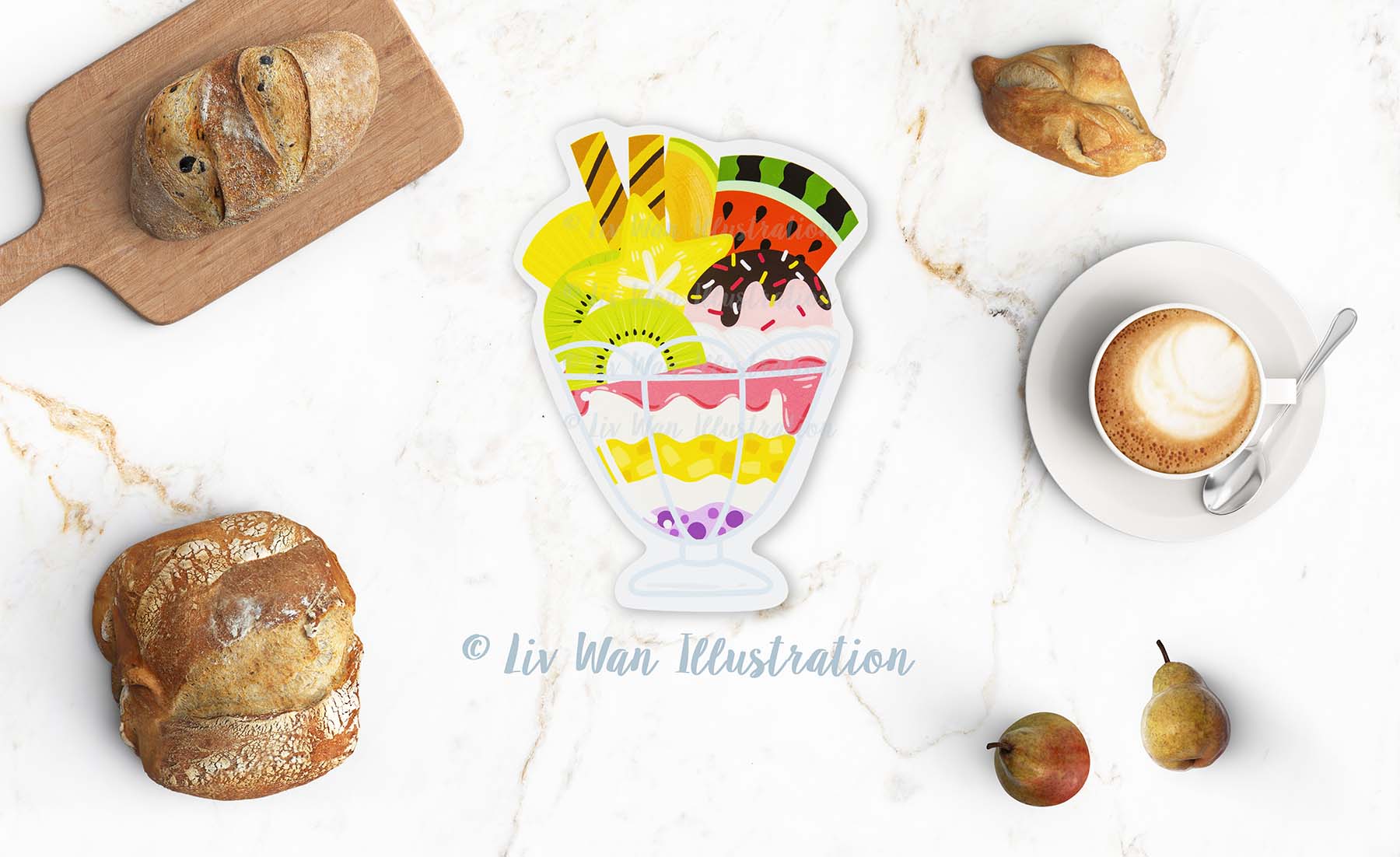 Tropical Fruit Sundae Postcard