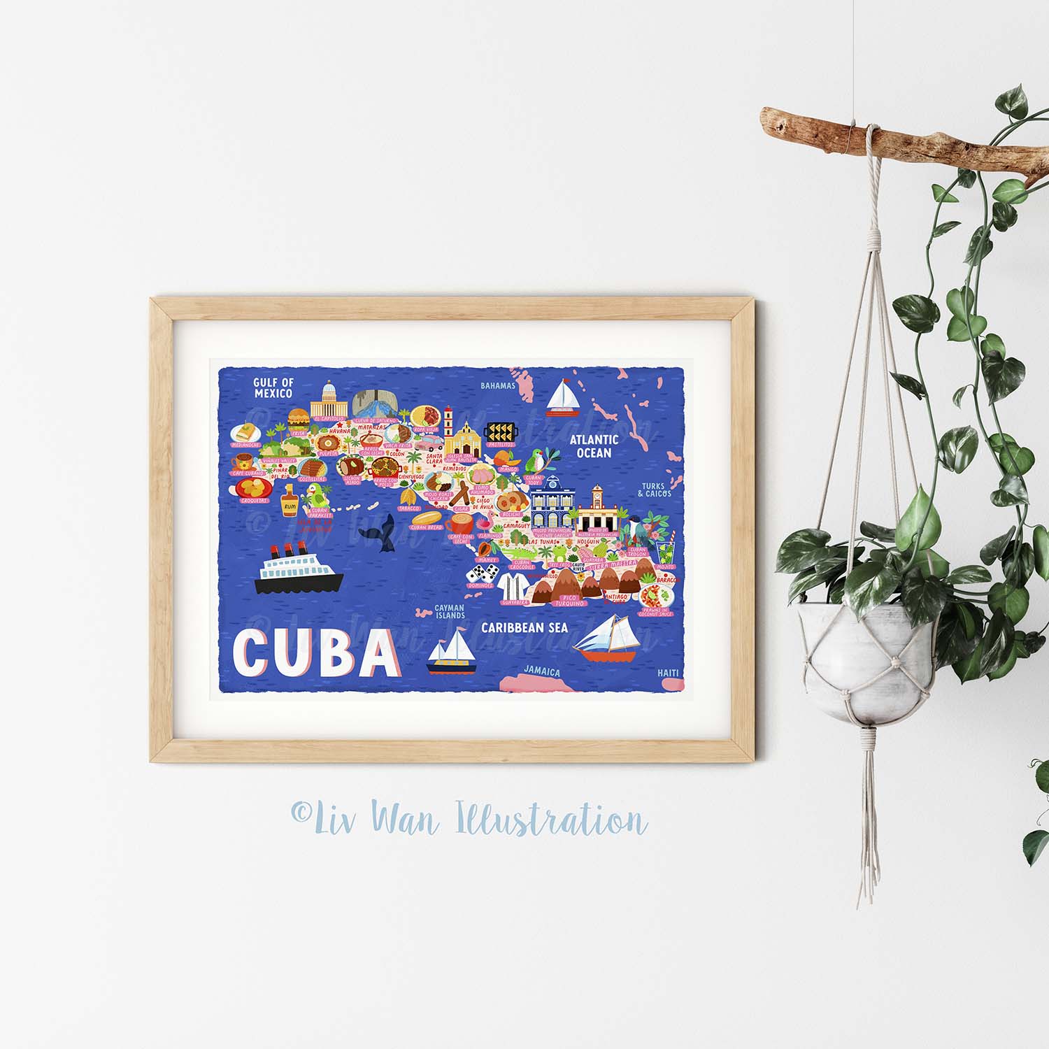 cuba map poster