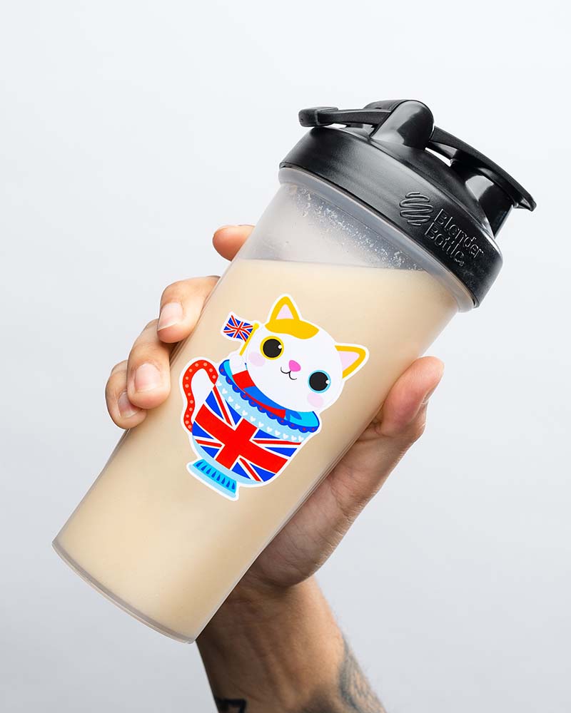 English Tea Cup Cat Sticker