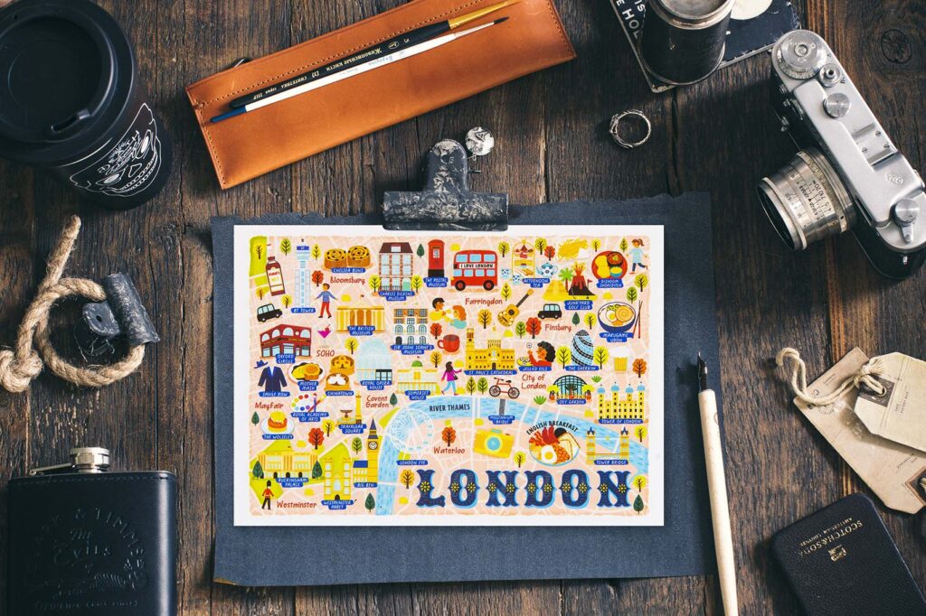 London map postcard London map postcard