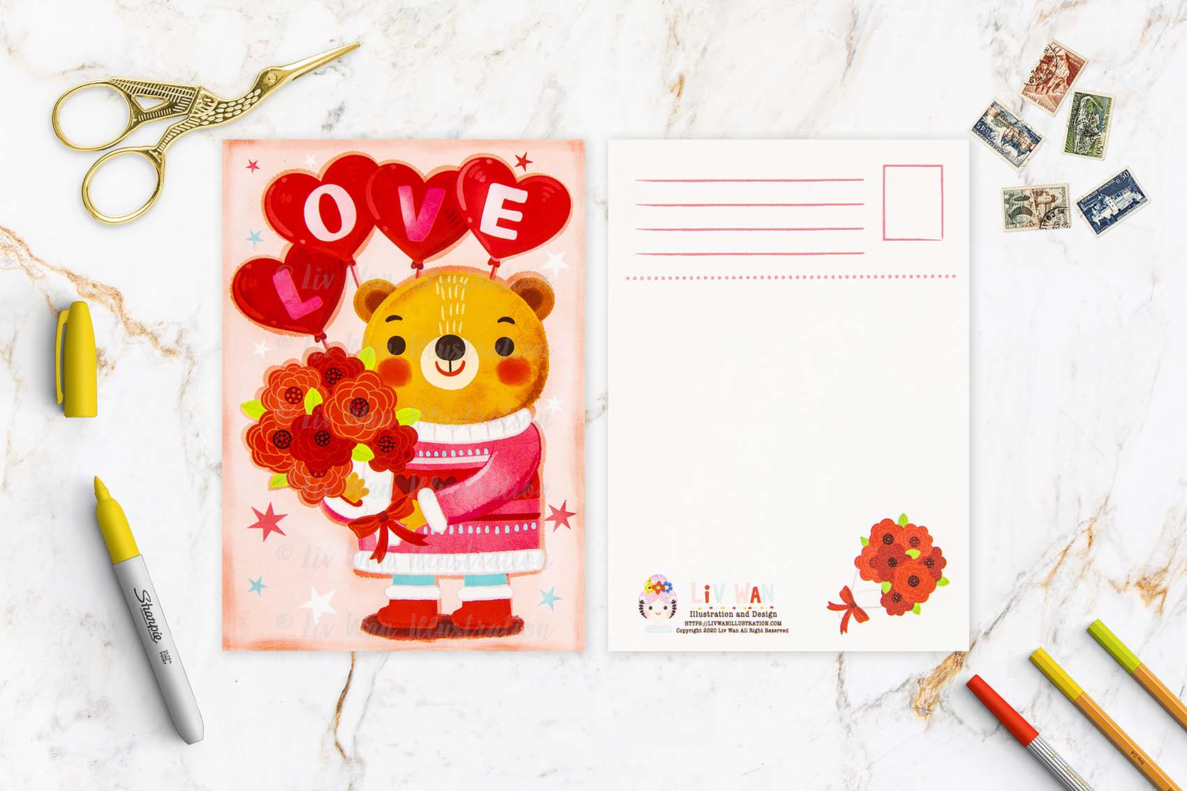 Valentine's Day Bear Postcard