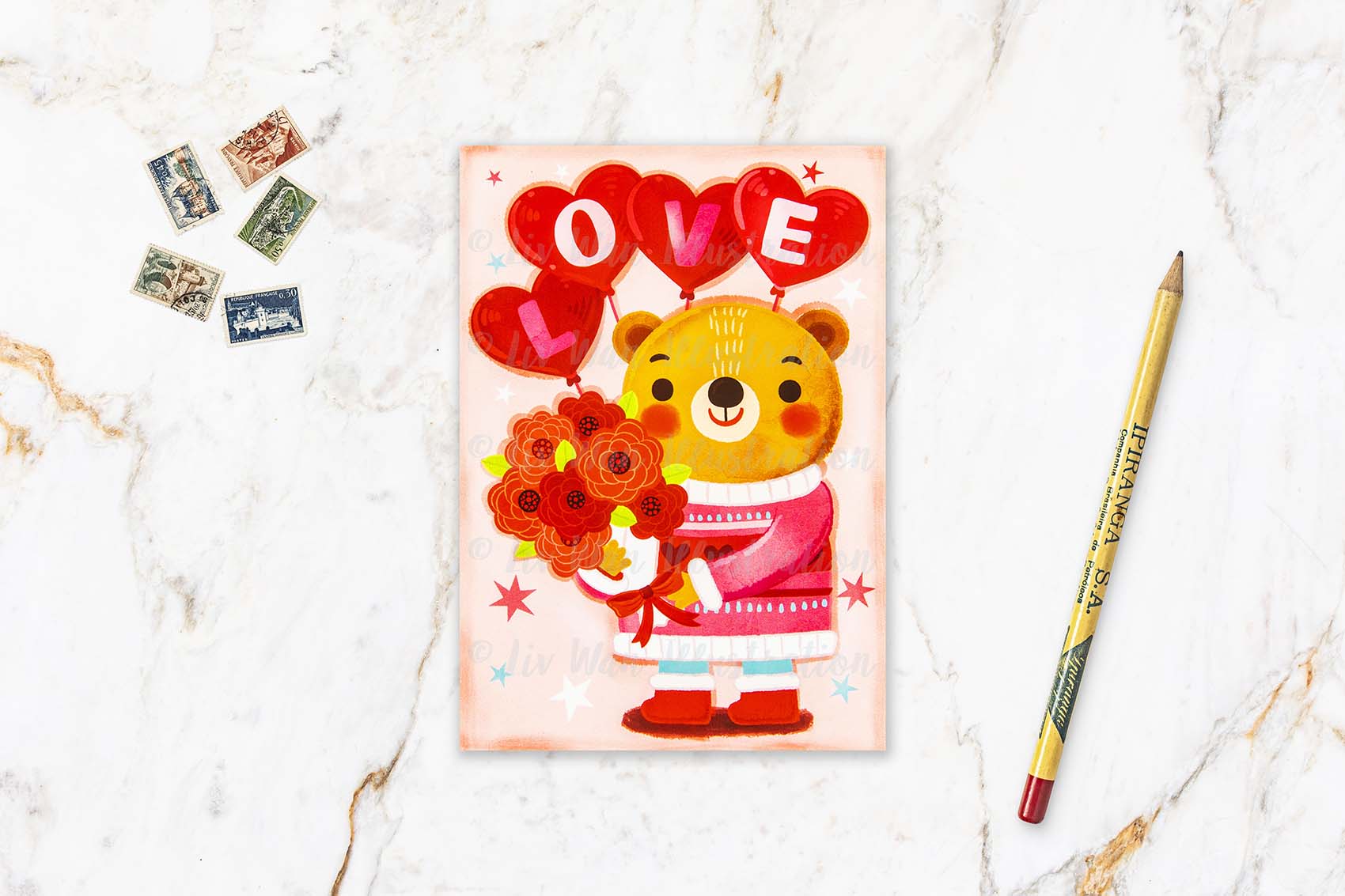 Valentine's Day Bear Postcard