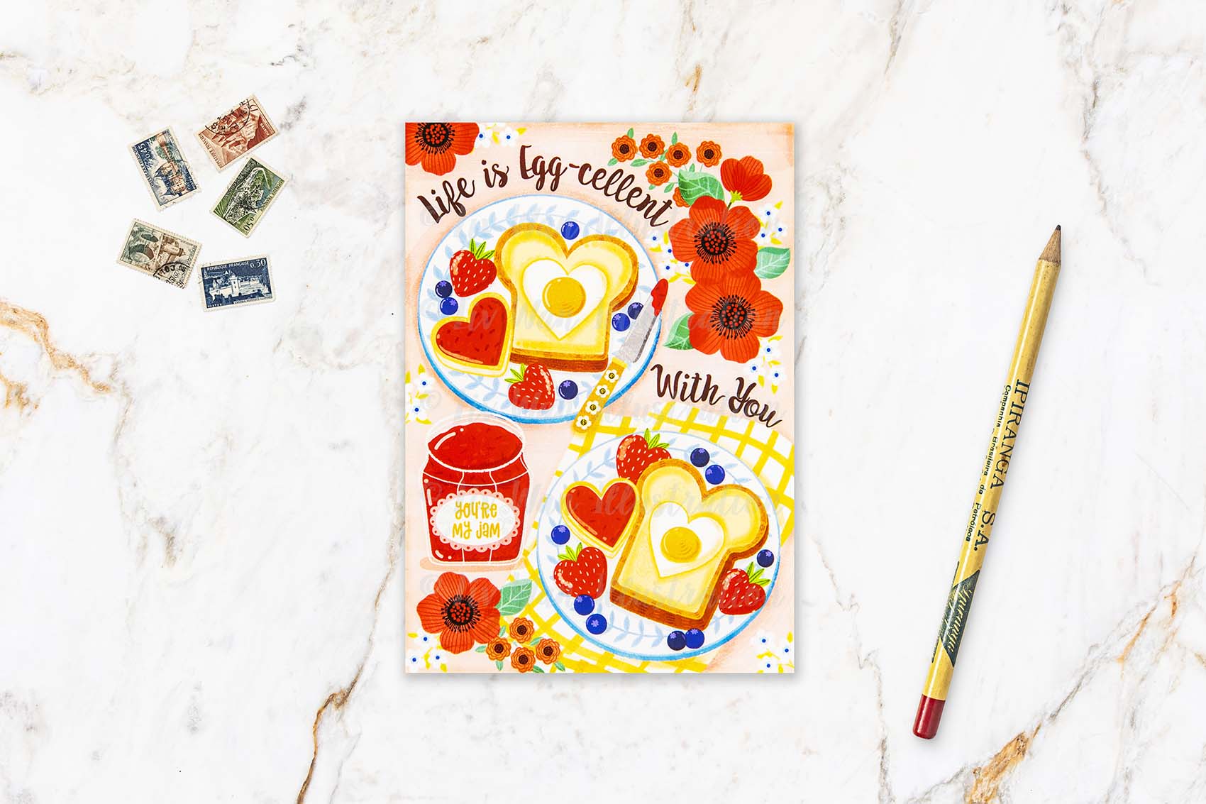 Valentine's Day Eggcelent Breakfast Postcard