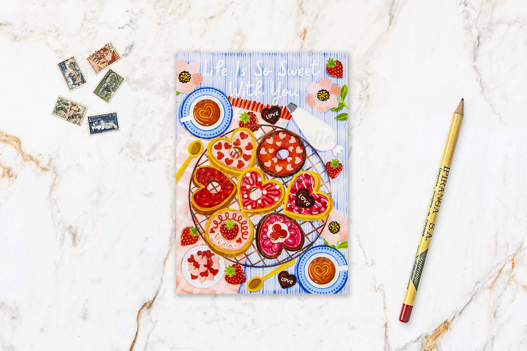 Valentine's Day Donuts Postcard