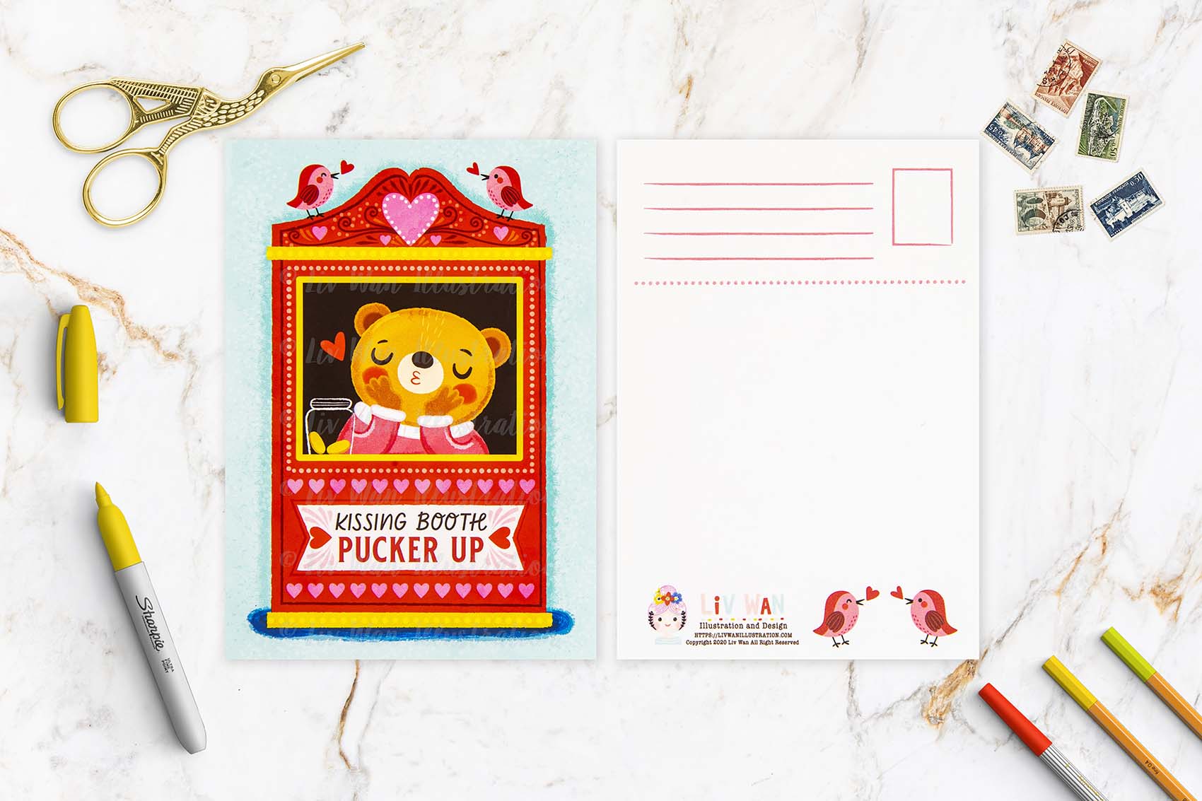 Valentine's Day Kissing Booth Postcard