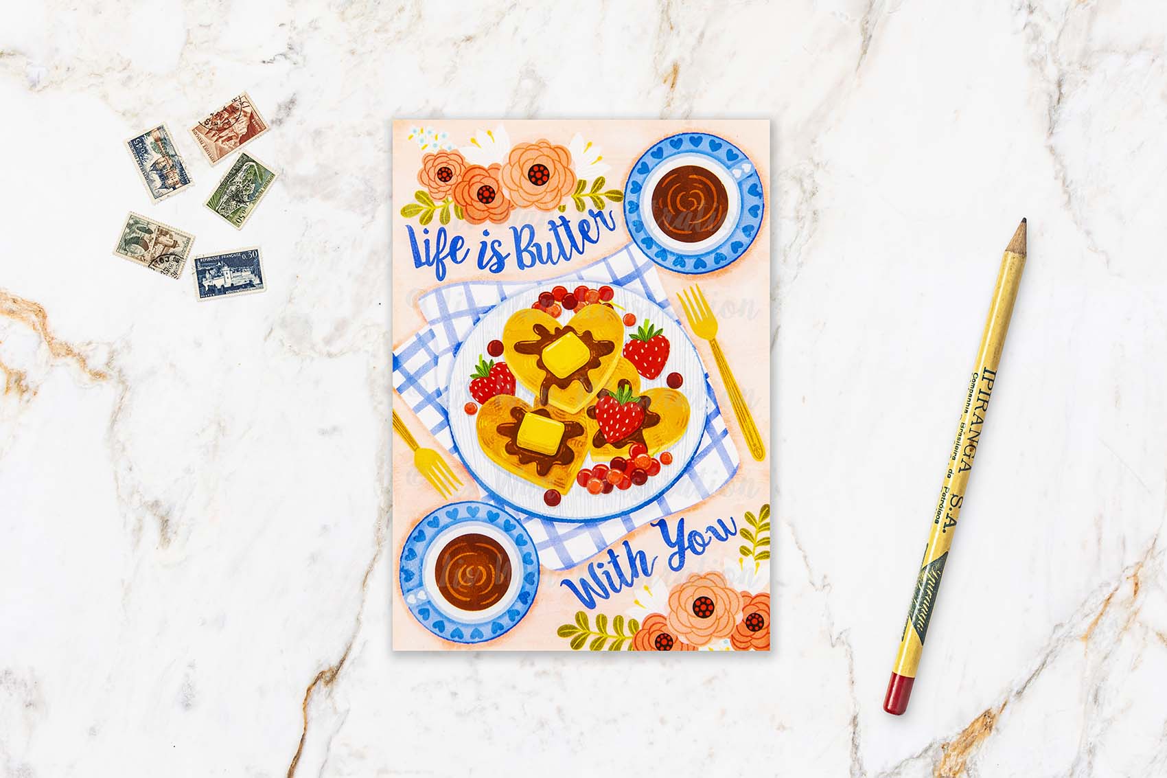 Valentine's Day Pancakes Postcard