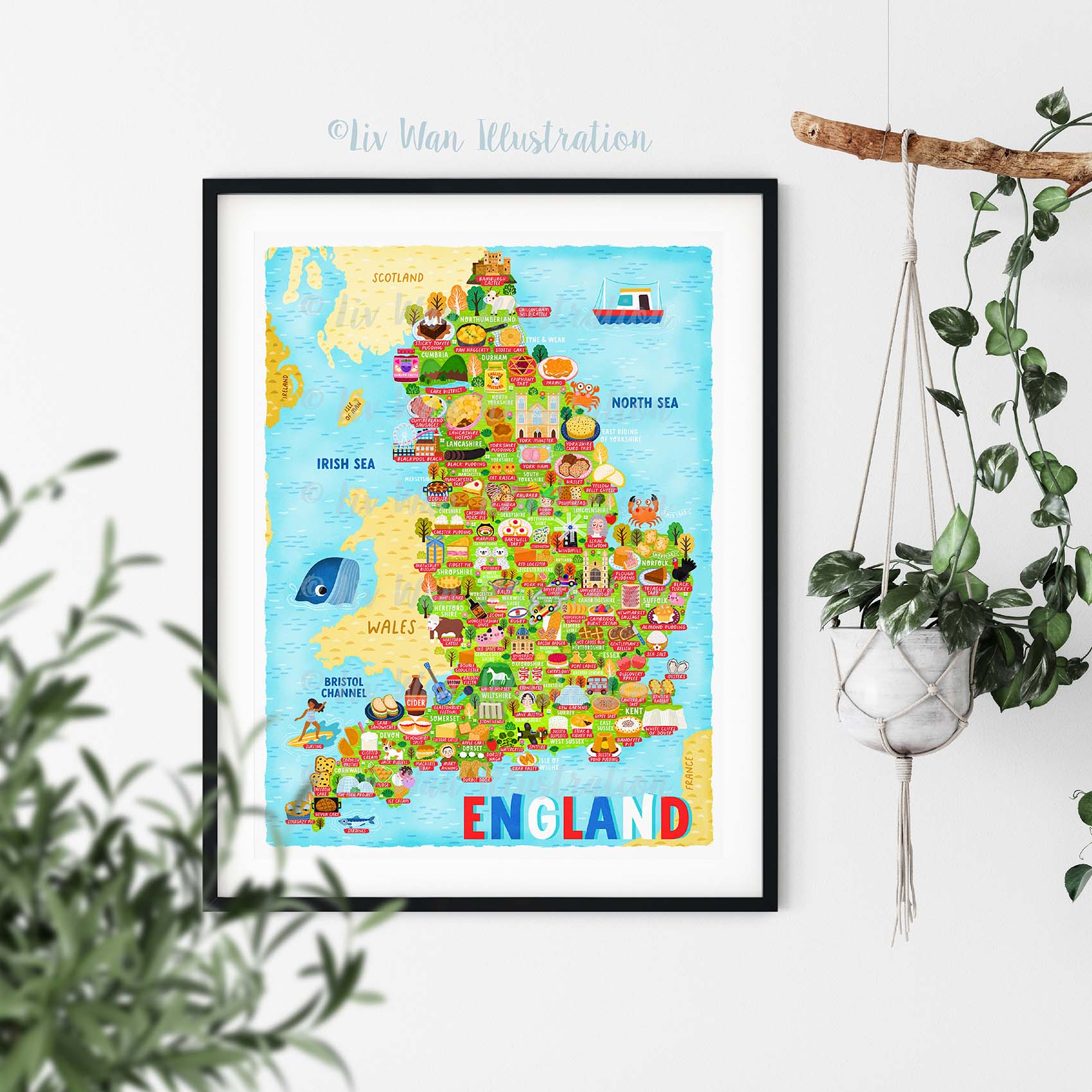 England Map Poster