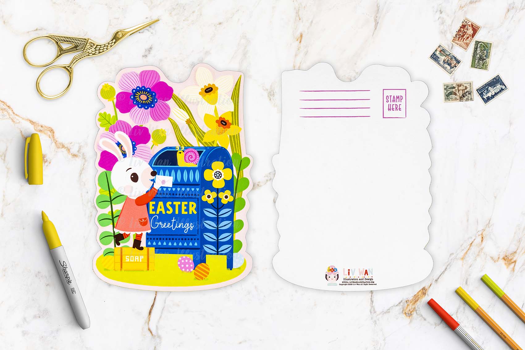 Easter bunny postcard