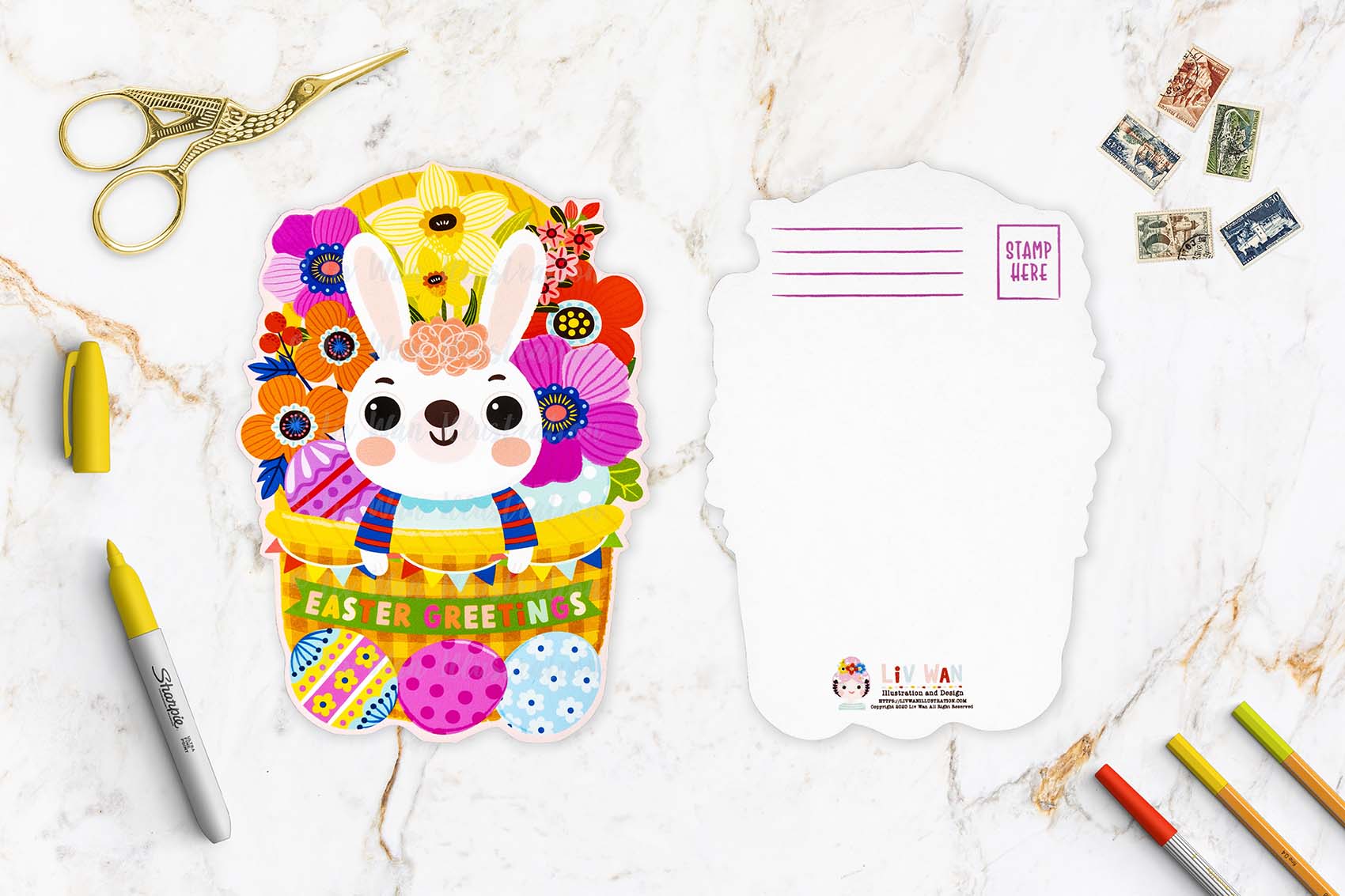 Easter bunny postcard