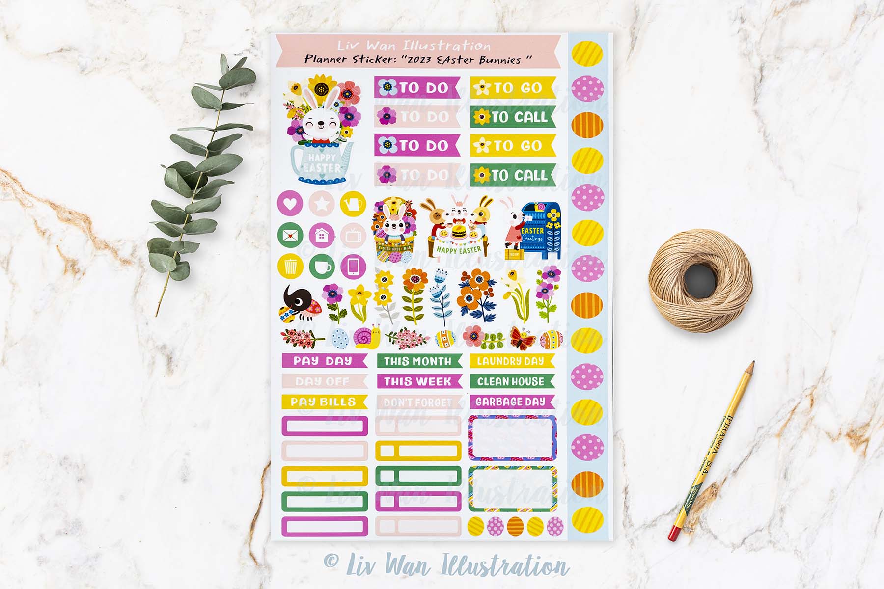 Easter Bunny Planner Sticker Sheet