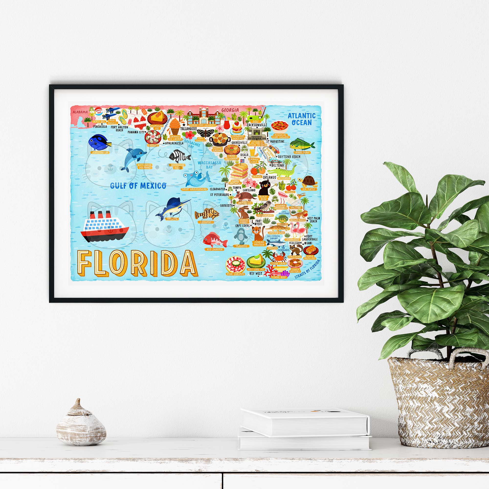 Florida map poster