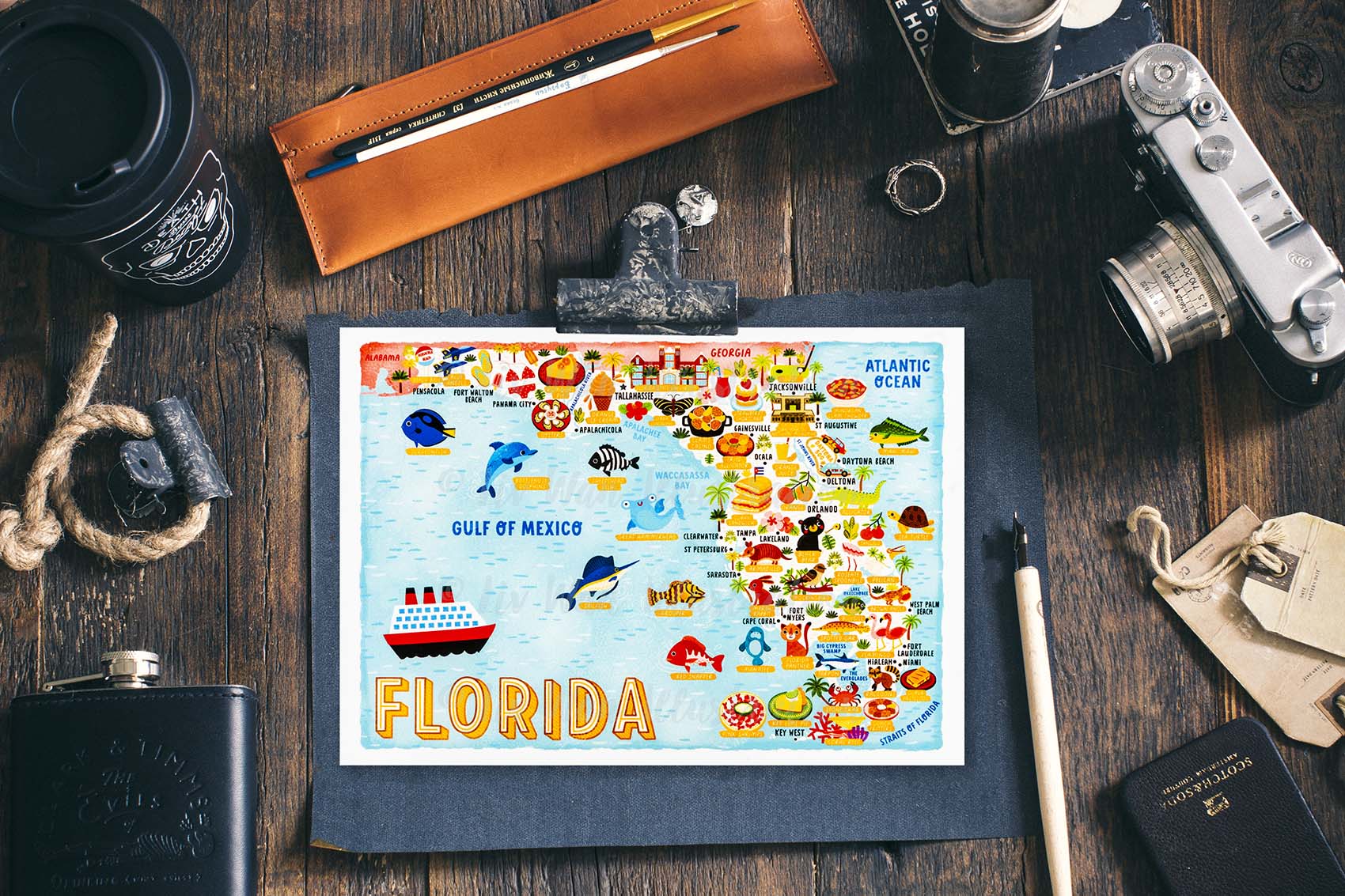 Florida Map Postcard