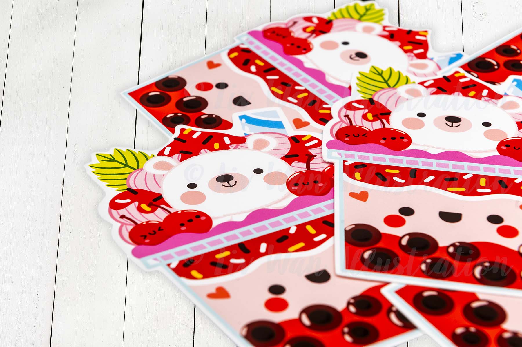 Cherry Bear Bubble Tea Postcard