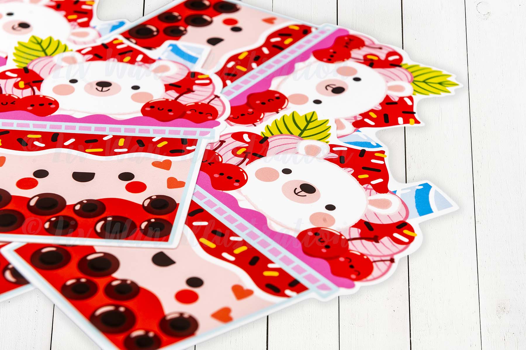 Cherry Bear Bubble Tea Postcard