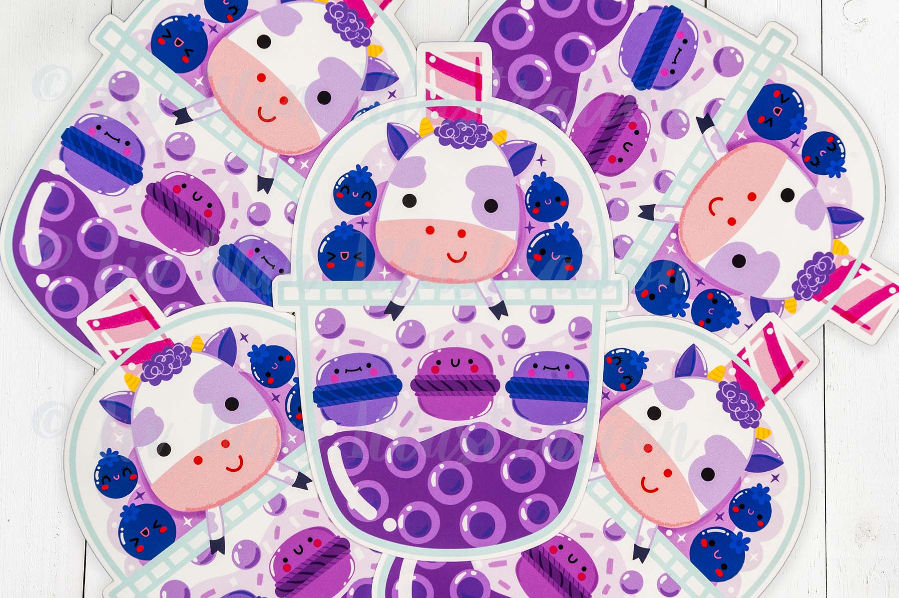 Blueberry Cow Bubble Tea Postcard