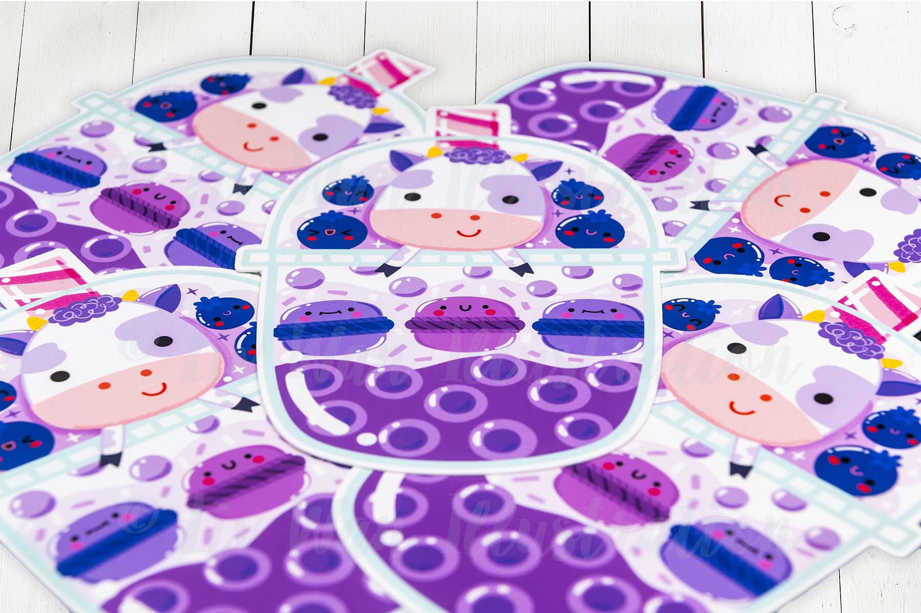 Blueberry Cow Bubble Tea Postcard