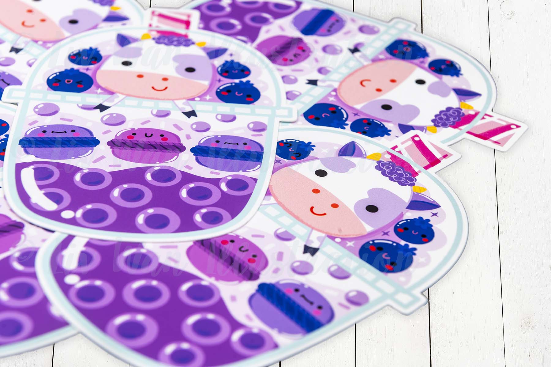 Blueberry Cow Bubble Tea Postcard