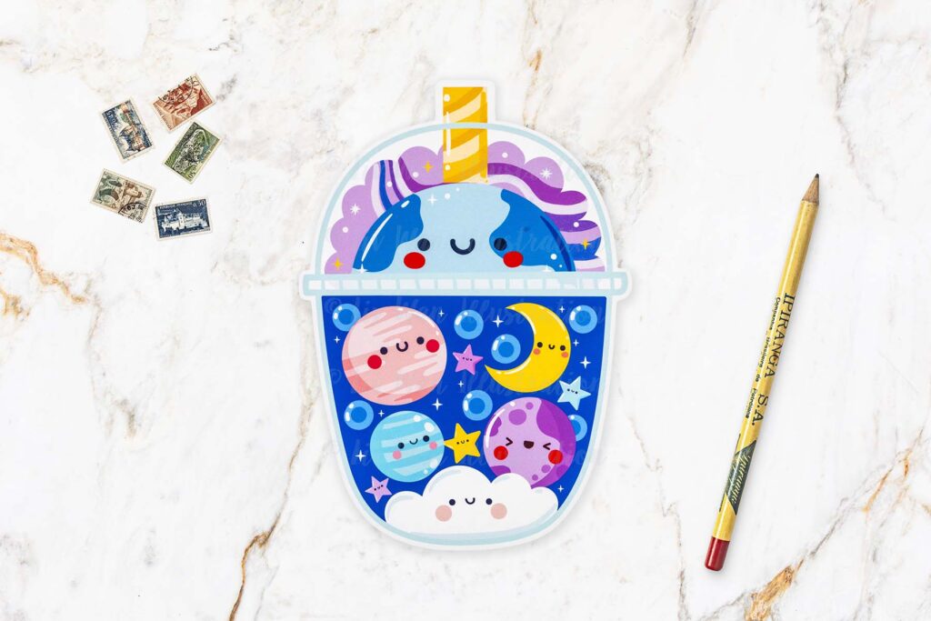 Galaxy Bubble Tea Postcard Galaxy Bubble Tea Postcard