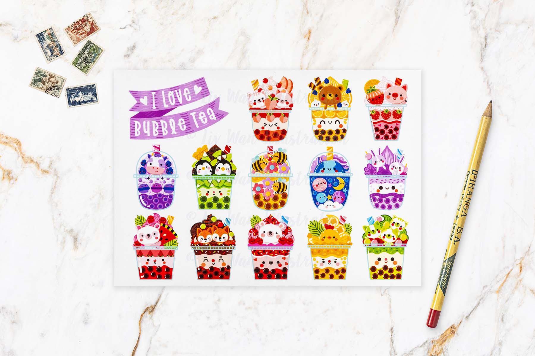 I Love Bubble Tea Postcard