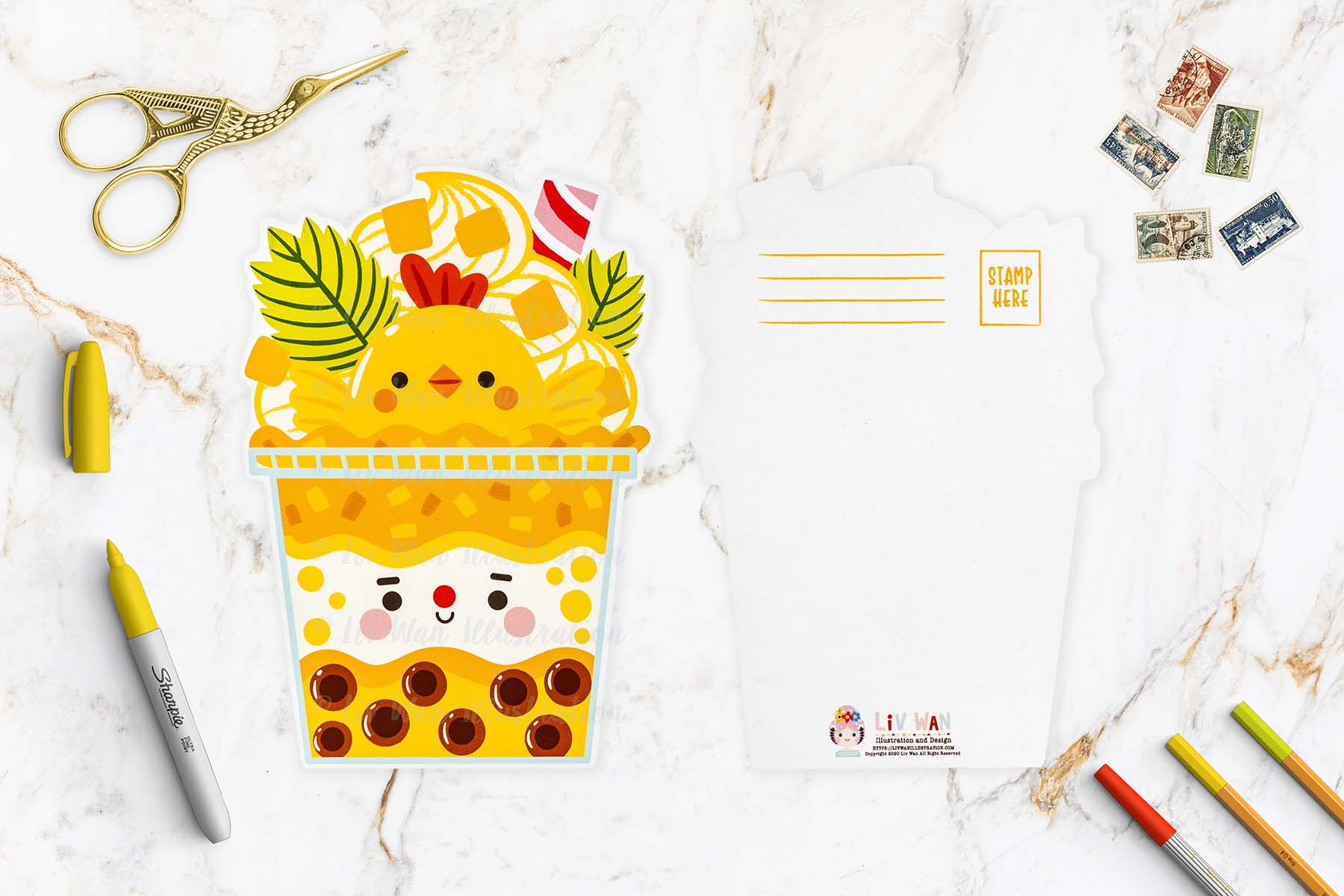 Mango Chicken Bubble Tea Postcard